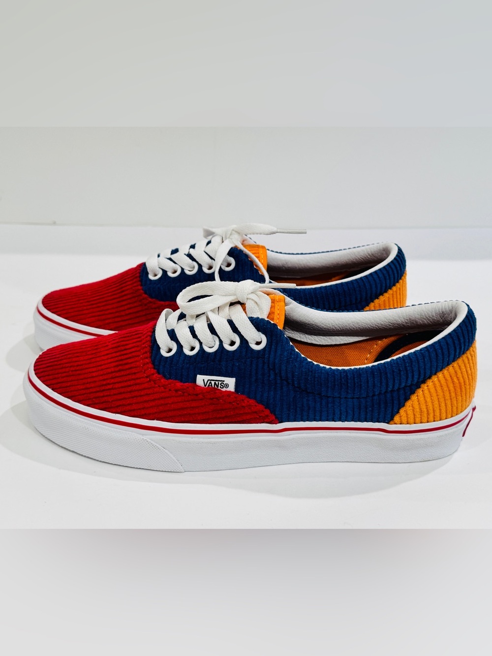 Vans Era Colorblock Corduroy Skate Shoes Red Blue Gold Sz 6.5 Men / 8 Women